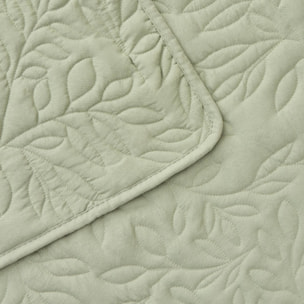 Colcha acolchada con motivos vegetales Rito color verde Poliéster