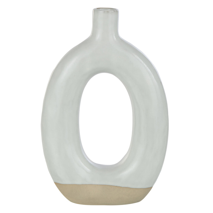J-Line vase Cirkel - porcelaine - blanc/beige - large - 25.5 cm hoog