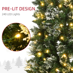 HOMCOM Albero di Natale 180cm Innevato con 240 Luci LED e 618 Rami con Base in Acciaio