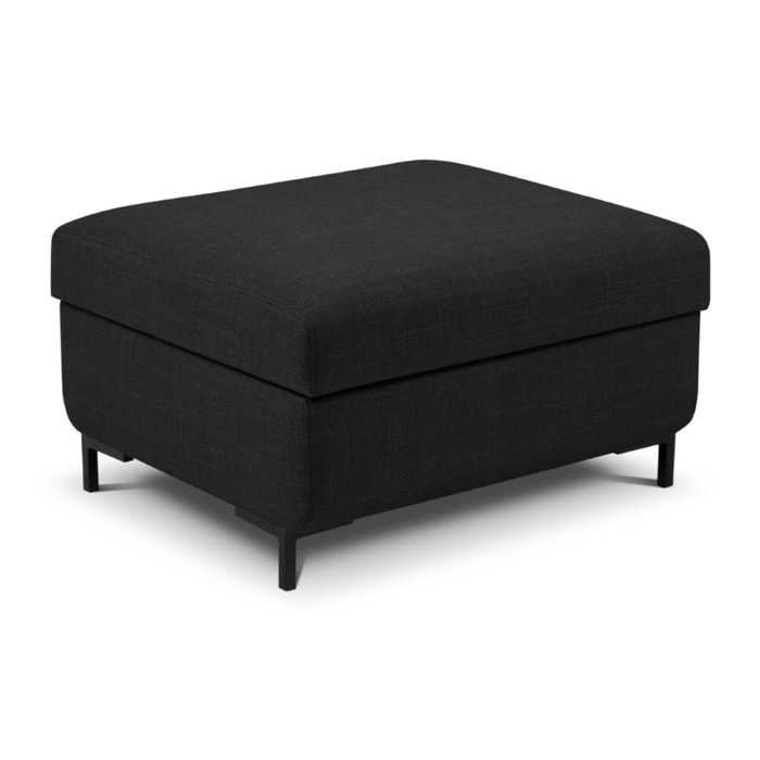Pouf avec coffre "Yanis" en tissu structurel gris foncé