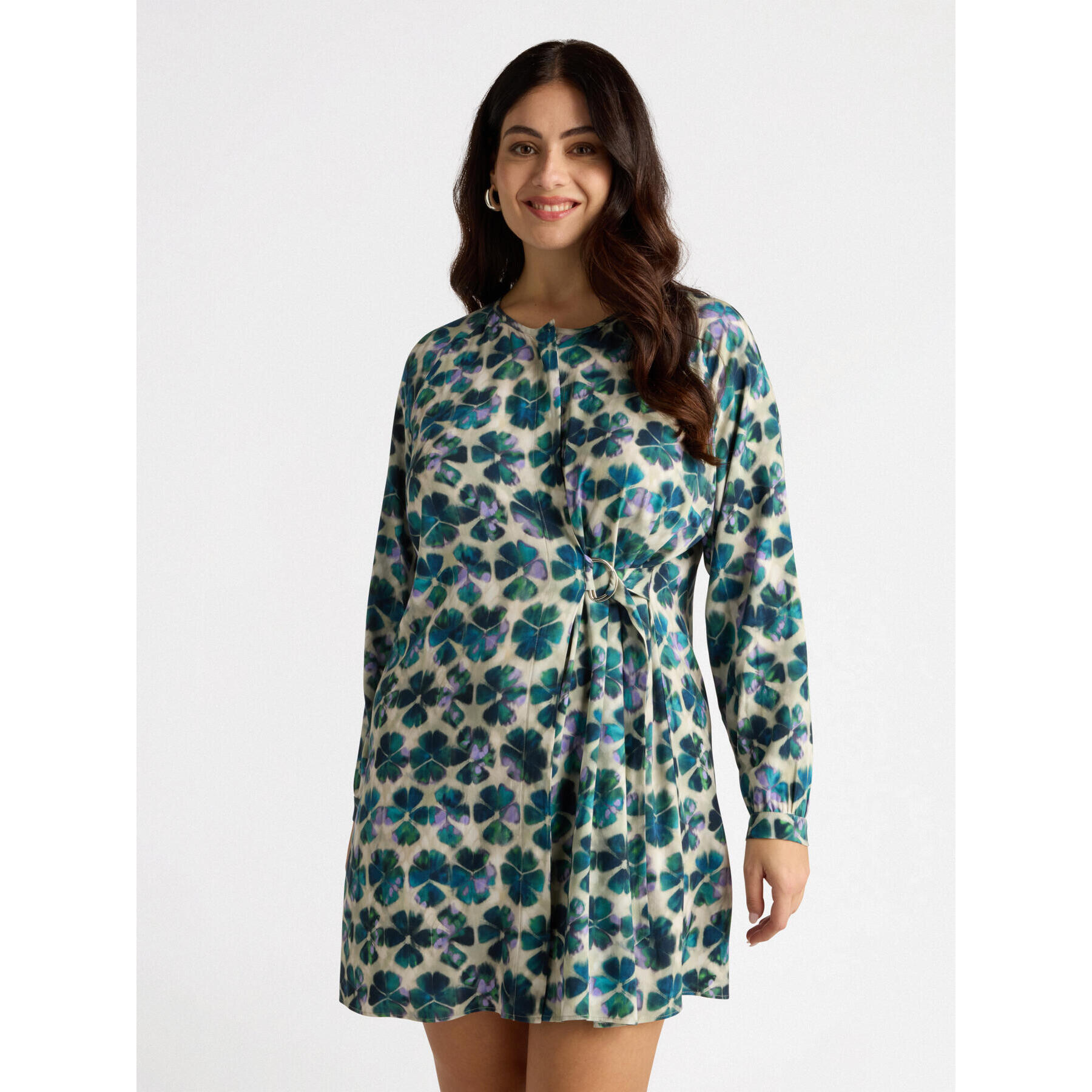 Fiorella Rubino - Vestito corto stampato con cintura - Verde