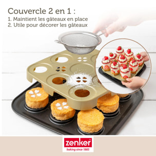 Moule à gâteaux individuels 9 empreintes avec couvercle 29 x 29 cm Zenker Bake Click and Go