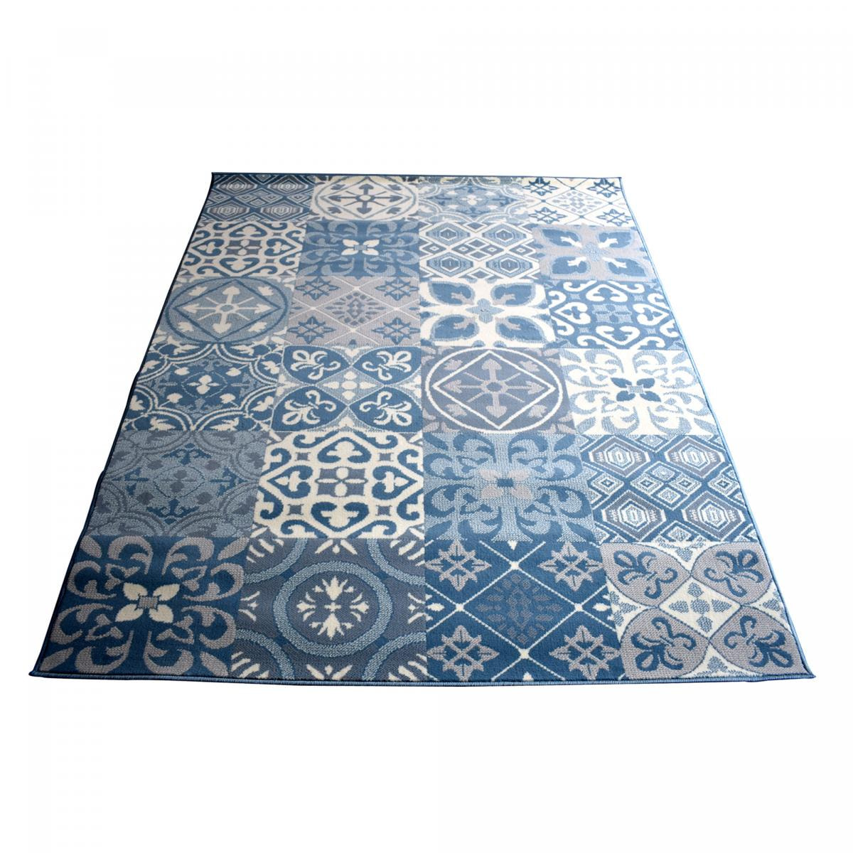 Tapis carreaux de ciment Pifi bleu et blanc motif Oriental