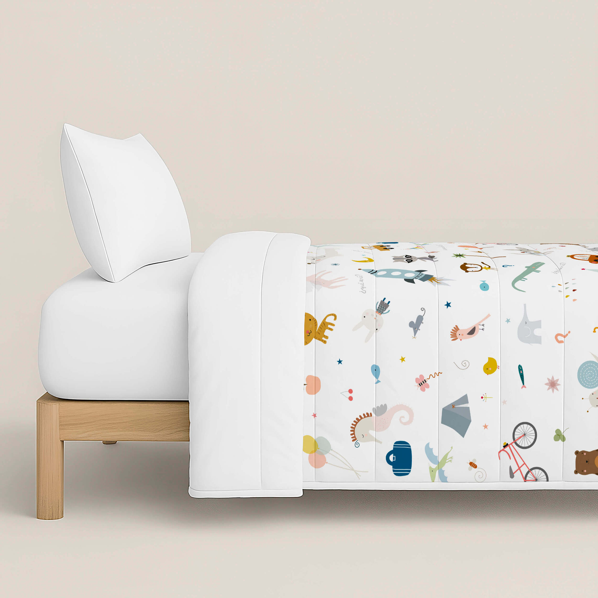 Edredón Nórdico Estampado - Infantil - 100% Algodón - 200 gr/m² con Tacto Pluma - Veo Veo