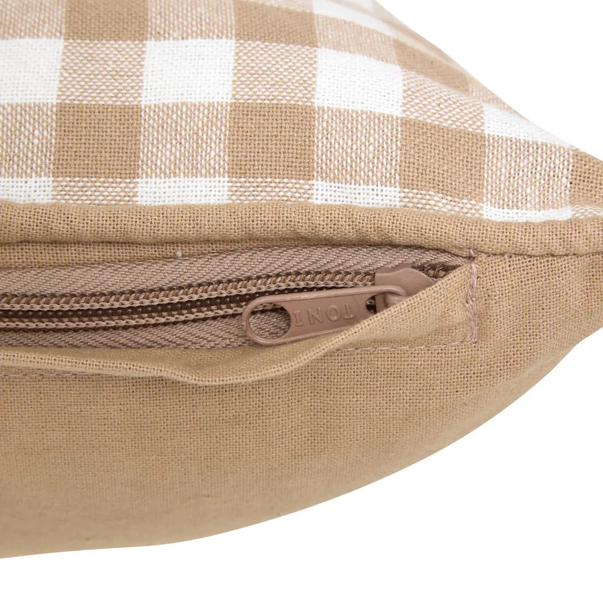 Coussin Groove 50x30cm vichy beige lin