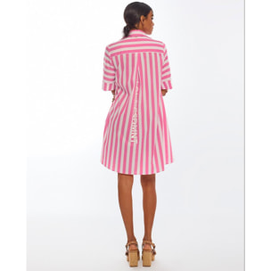 Abito corto in popeline a righe