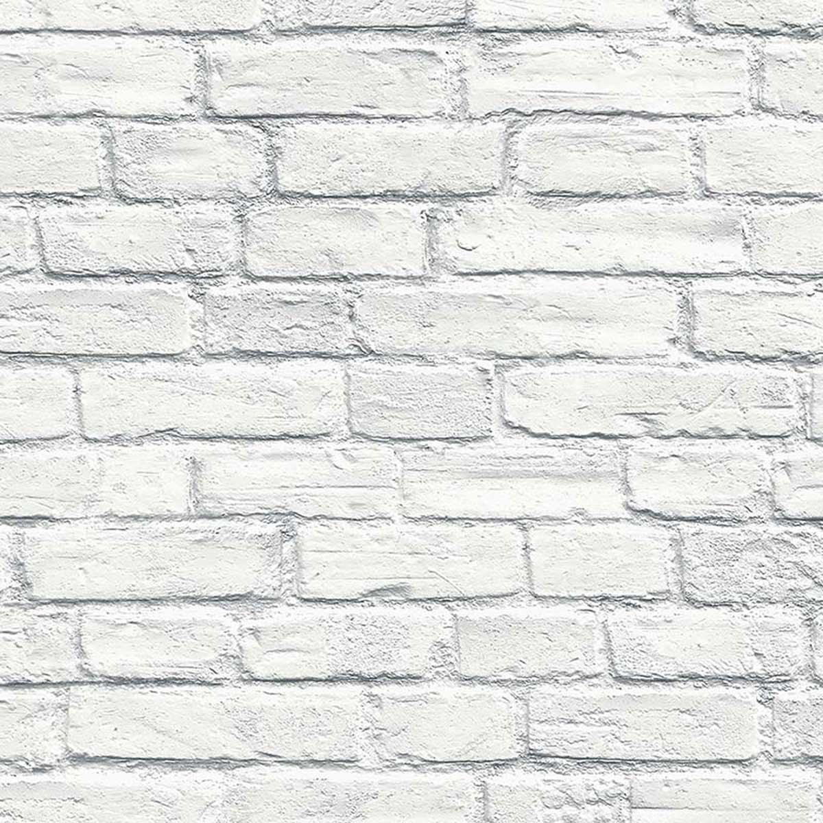 Papier peint LUTECE en briquettes blanches - Blanc