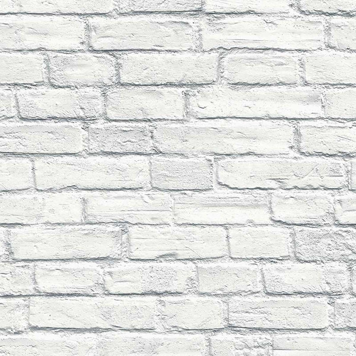 Papier peint LUTECE en briquettes blanches - Blanc