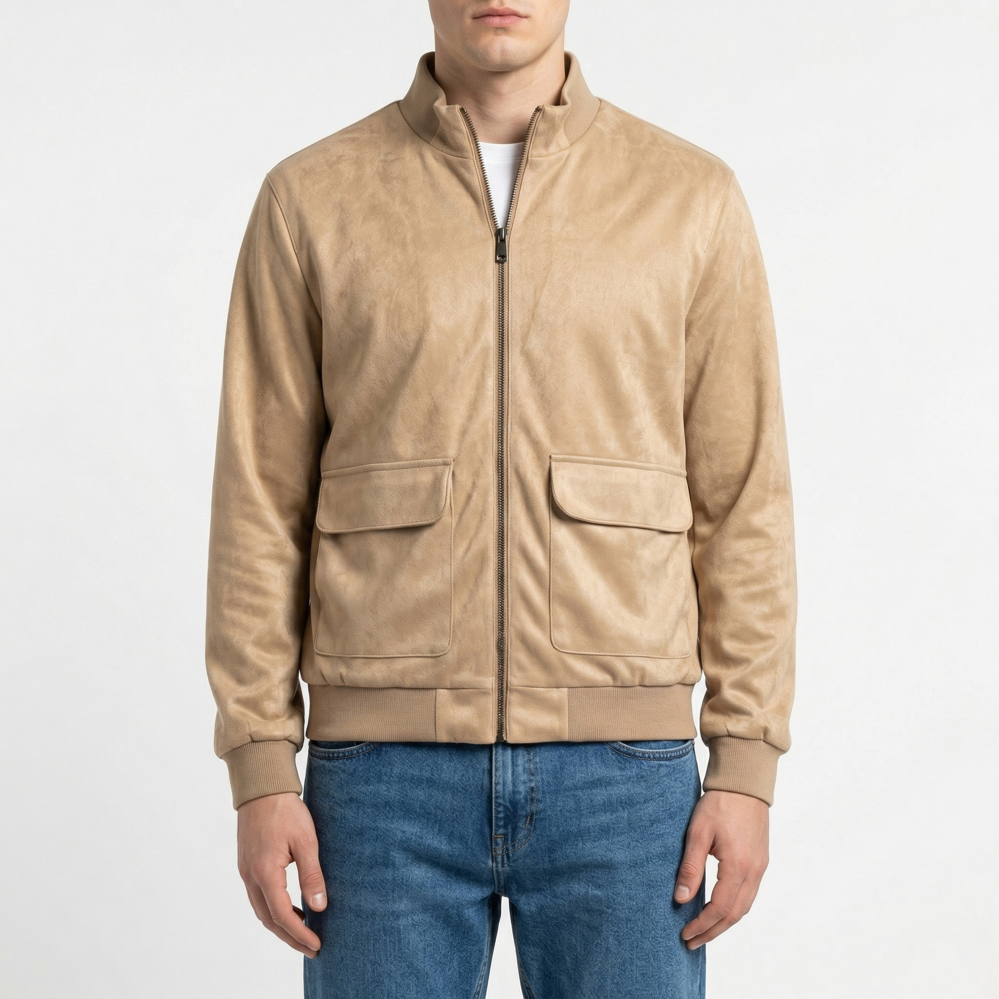 Giubbino polo tasca a toppa ecosuede