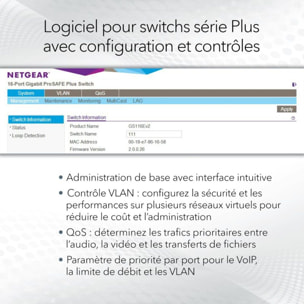 Switch ethernet NETGEAR GS108E-400EUS métal 8 Ports Gigabit