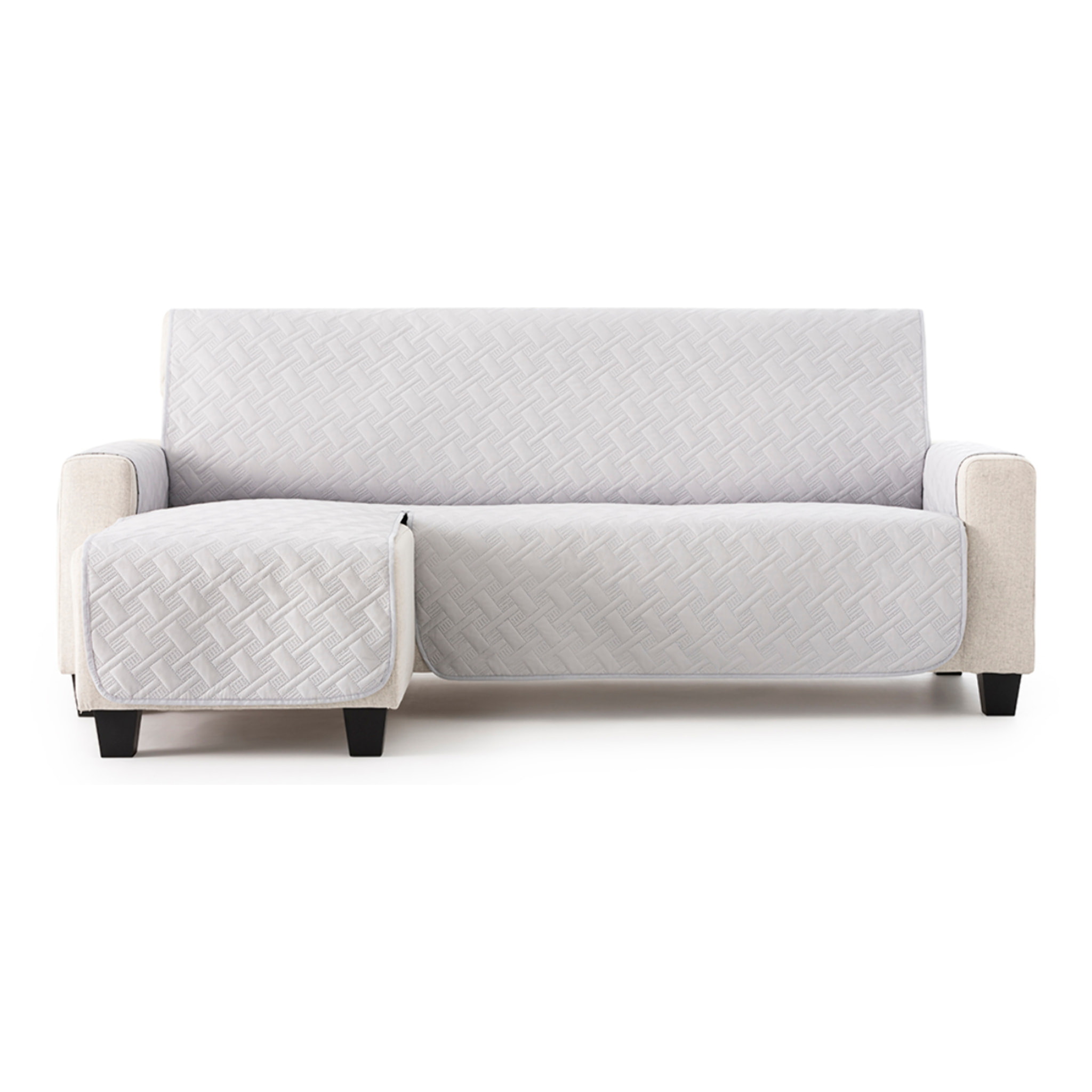 Cubre sofá para Chaise Longue DRY acolchado y antimanchas gris claro (brazo izquierdo)