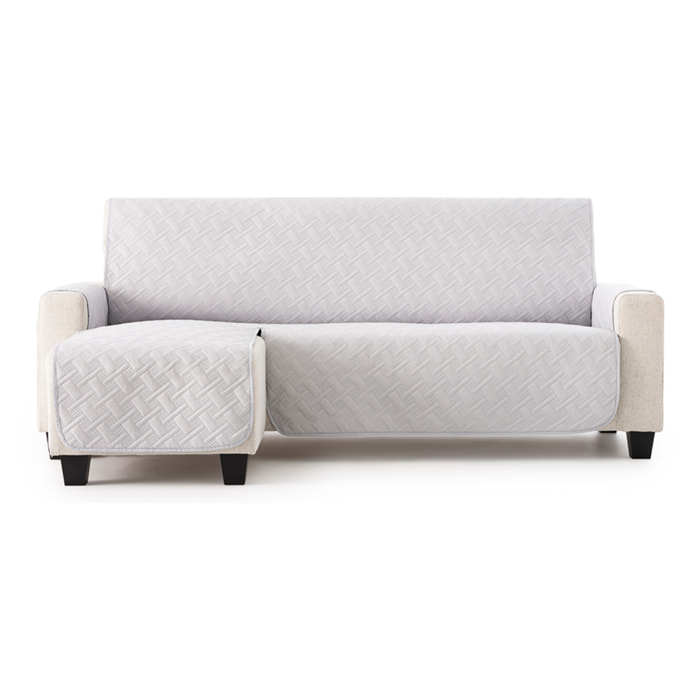 Cubre sofá para Chaise Longue DRY acolchado y antimanchas gris claro (brazo izquierdo)
