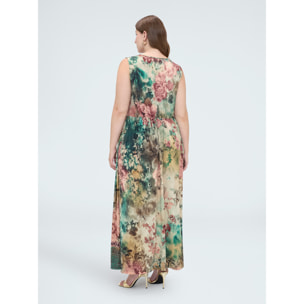 Fiorella Rubino - Vestido largo acampanado con estampado - Verde