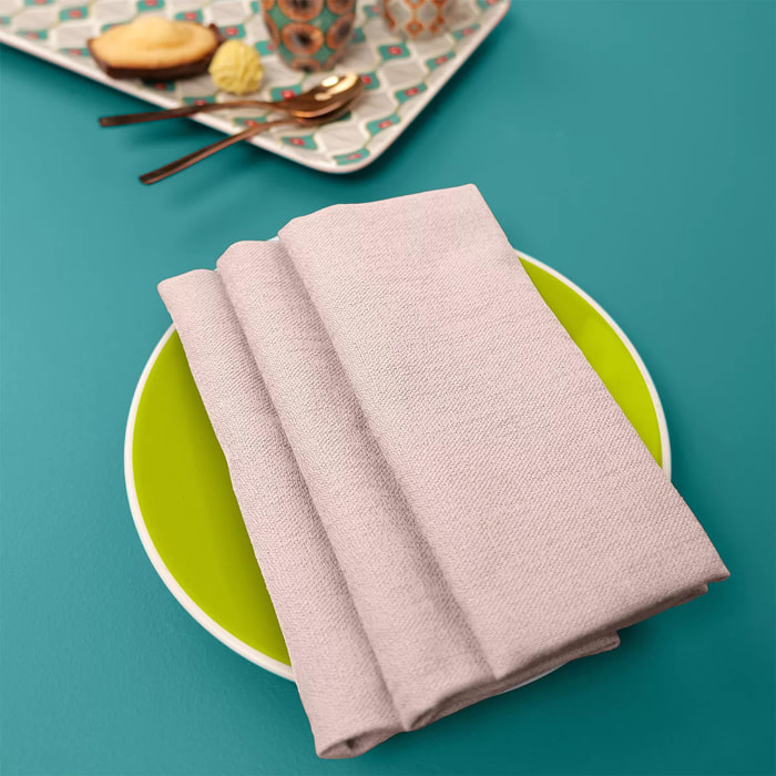 Serviette pur coton motif jacquard rose Bastide rose poudre