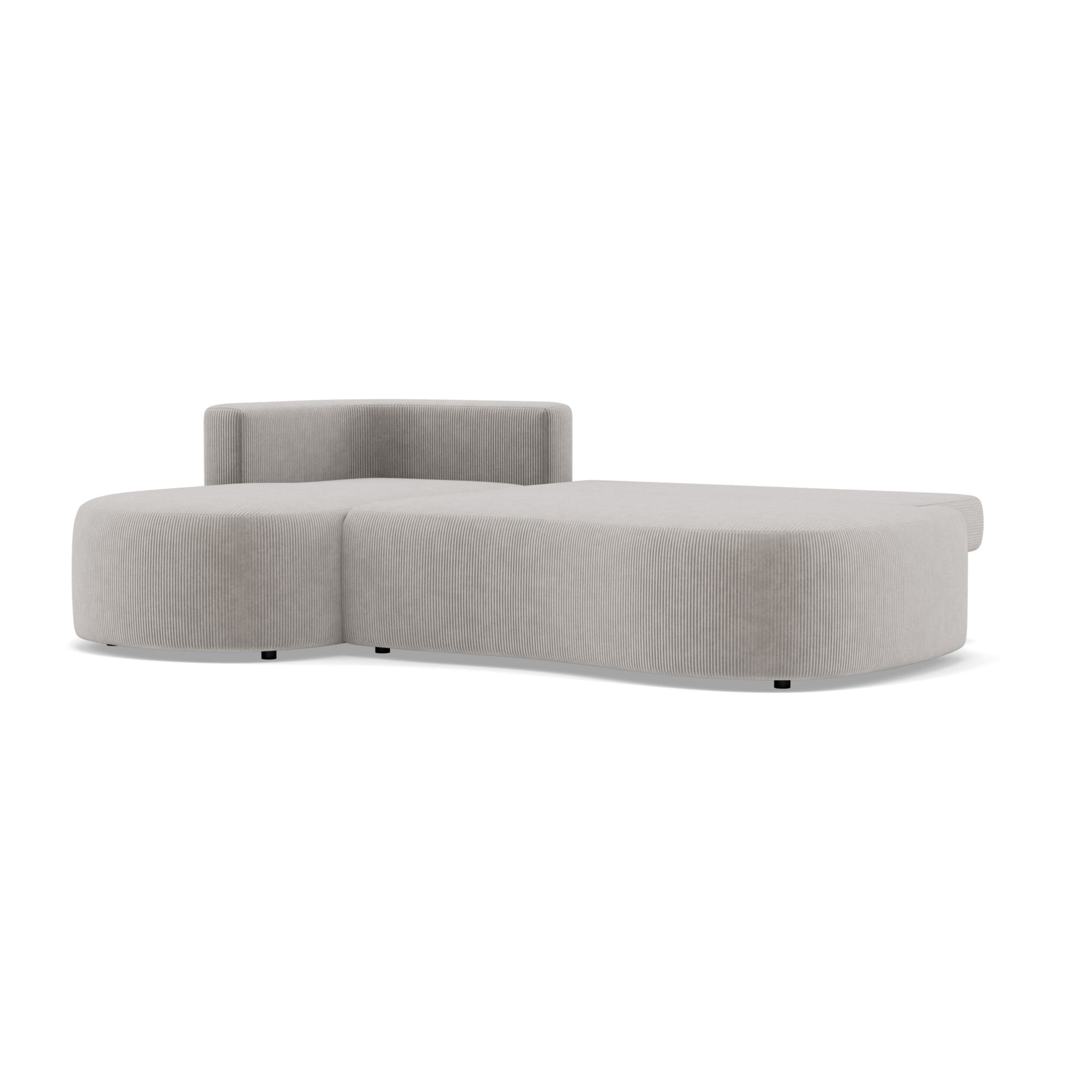 Mahina - canapé d'angle gauche 4 places convertible avec coffre en velours côtelé - Gris clair