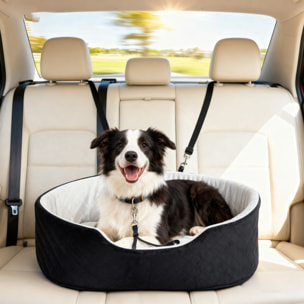 Asiento de Coche para Perros Pequeños y Medianos, Asiento de Coche para Mascotas de hasta 15 kg con Funda Extraíble y Lavable, Cama de Viaje con Cinturón de Seguridad y Base Antideslizante