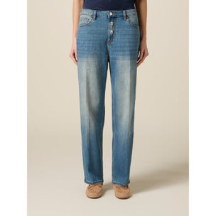 Oltre - Jeans wide leg con pedrería - Light - blue