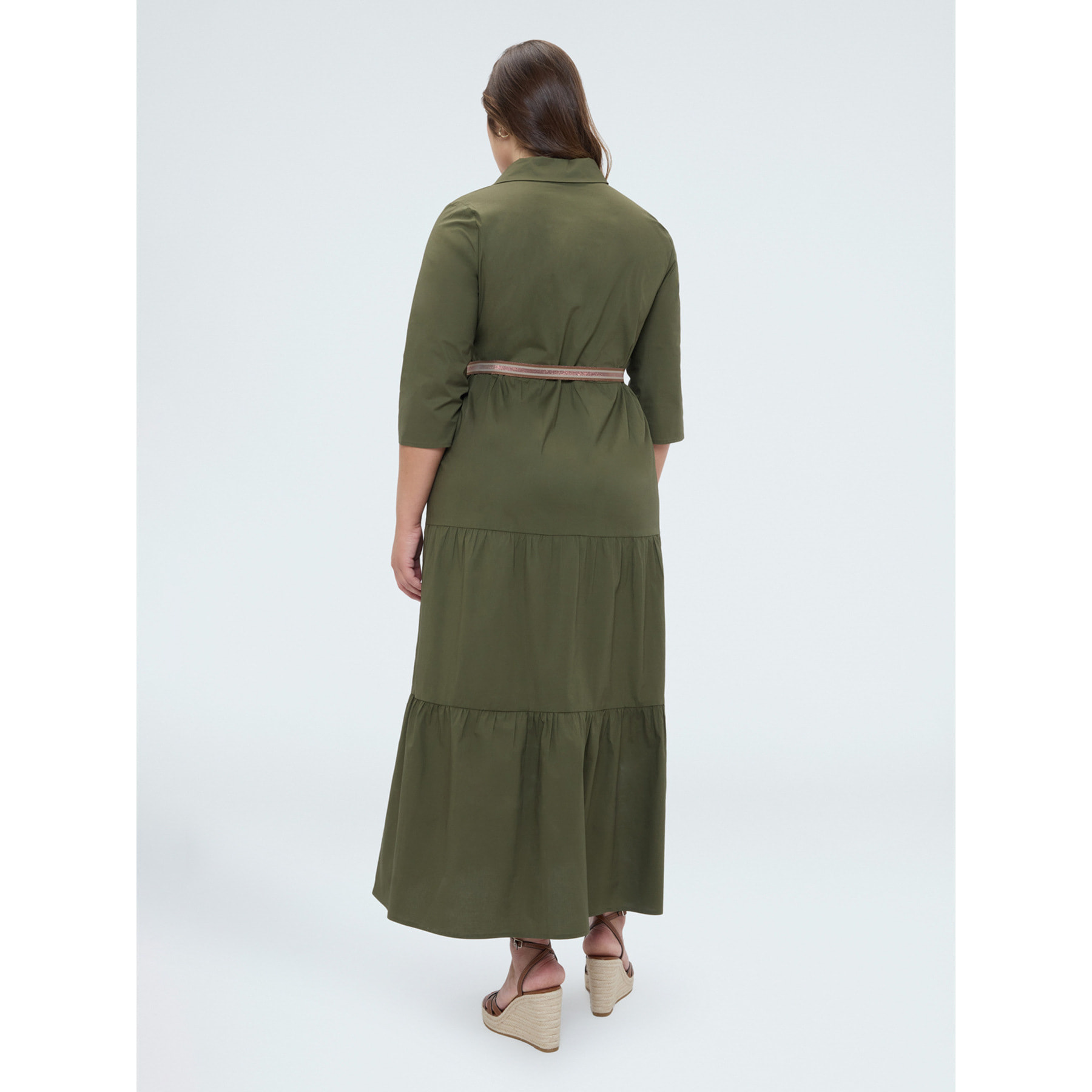 Fiorella Rubino - Vestito chemisier Power in viscosa - Verde militare