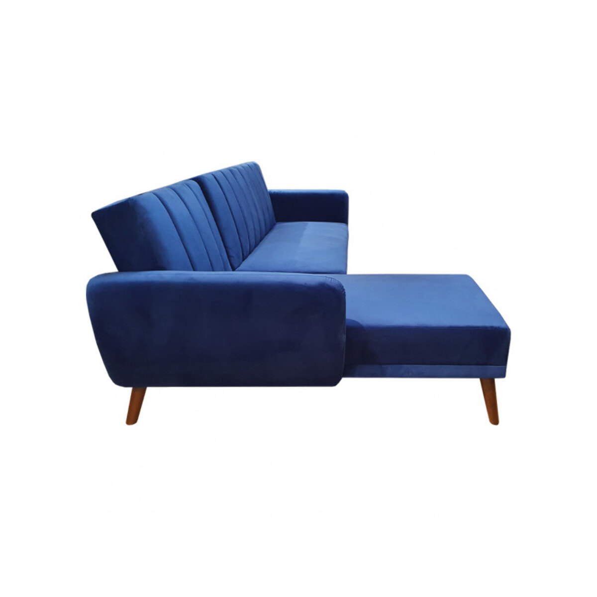 Canapé d'angle réversible et convertible velours bleu - TEDDY