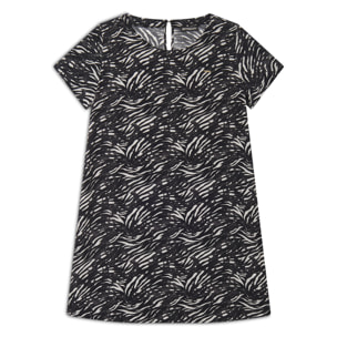 Vestito midi in viscosa animalier con maniche corte