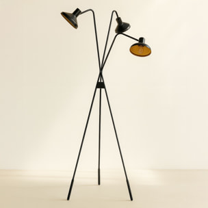 Lampadaire trépied en métal noir et doré h158cm SNAKE
