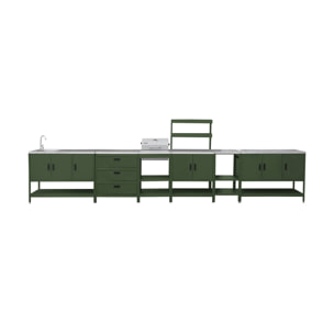 Cuisine d'extérieure 5 modules avec barbecue charbon de bois sur pieds, 2 étagères et thermomètre NAXOS BARBECUE CHARBON + 5 MODULES