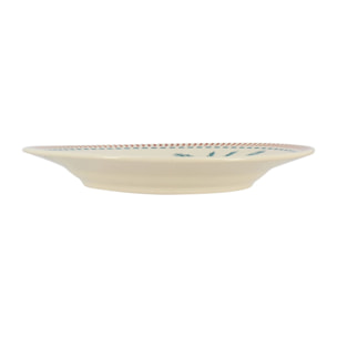 Lot de 6 assiettes plates dessin tropical en grès 26cm TROPIQUE