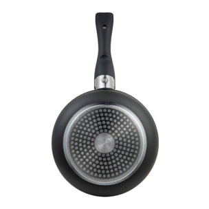 juego de 3 cazos ø16ø18ø20cm aluminio prensado negro y heat dot + mango desmontable