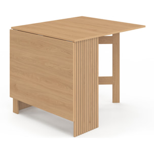 Table à manger dépliable Faustine avec rangement intégré bois et lattes 150cm