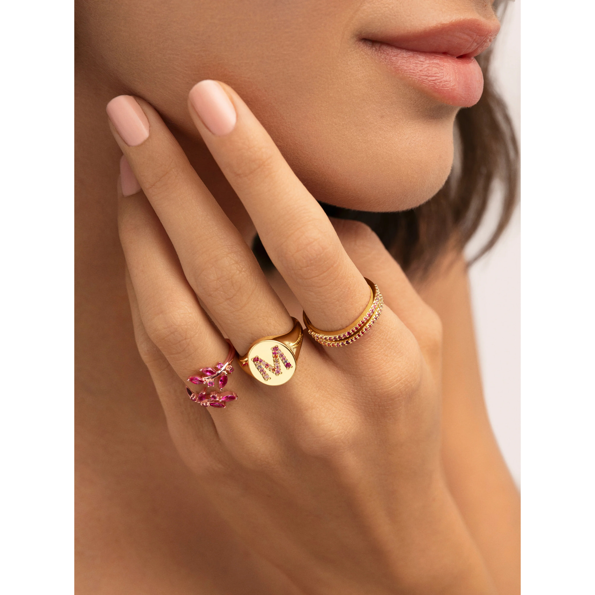 Anelli Personalized Signet Letter Colors Placcato Oro