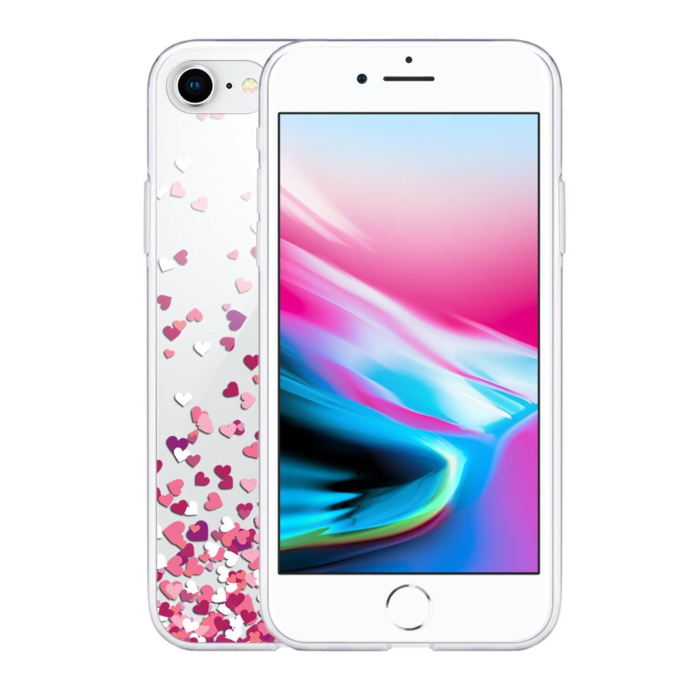 Coque iPhone 7/8/ iPhone SE 2020 360 intégrale transparente Confettis De Coeur Tendance Evetane.