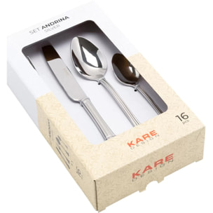 Couverts Andrina 16 pièces argentés Kare Design