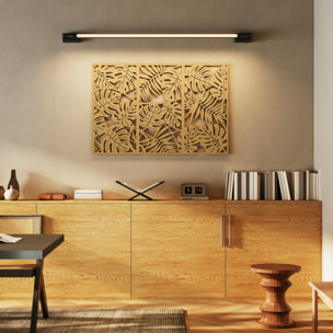 Déco murales feuilles exotiques - tableau triptyque - 40 x 80 cm - effet bois naturel