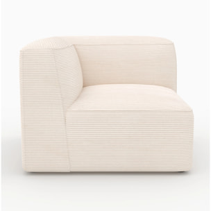 Angle gauche pour canapé modulable en velours blanc cassé - Mina
