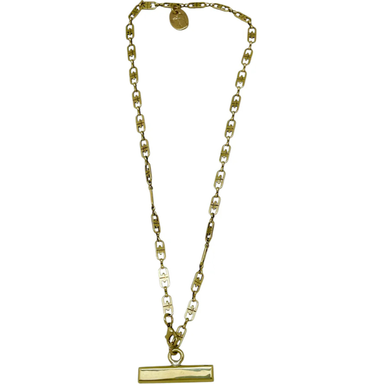 Collar Barra cadena latón dorado chapado