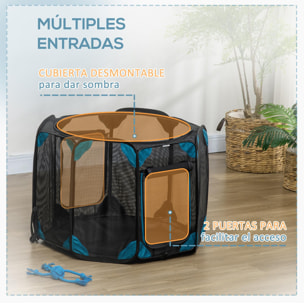 Parque Plegable para Perros y Gatos de 8 Paneles Parque de Juego para Mascotas con Bolsa de Transporte Recinto Portátil para Conejos Conejillos de Indias Ø91x58 cm Azul