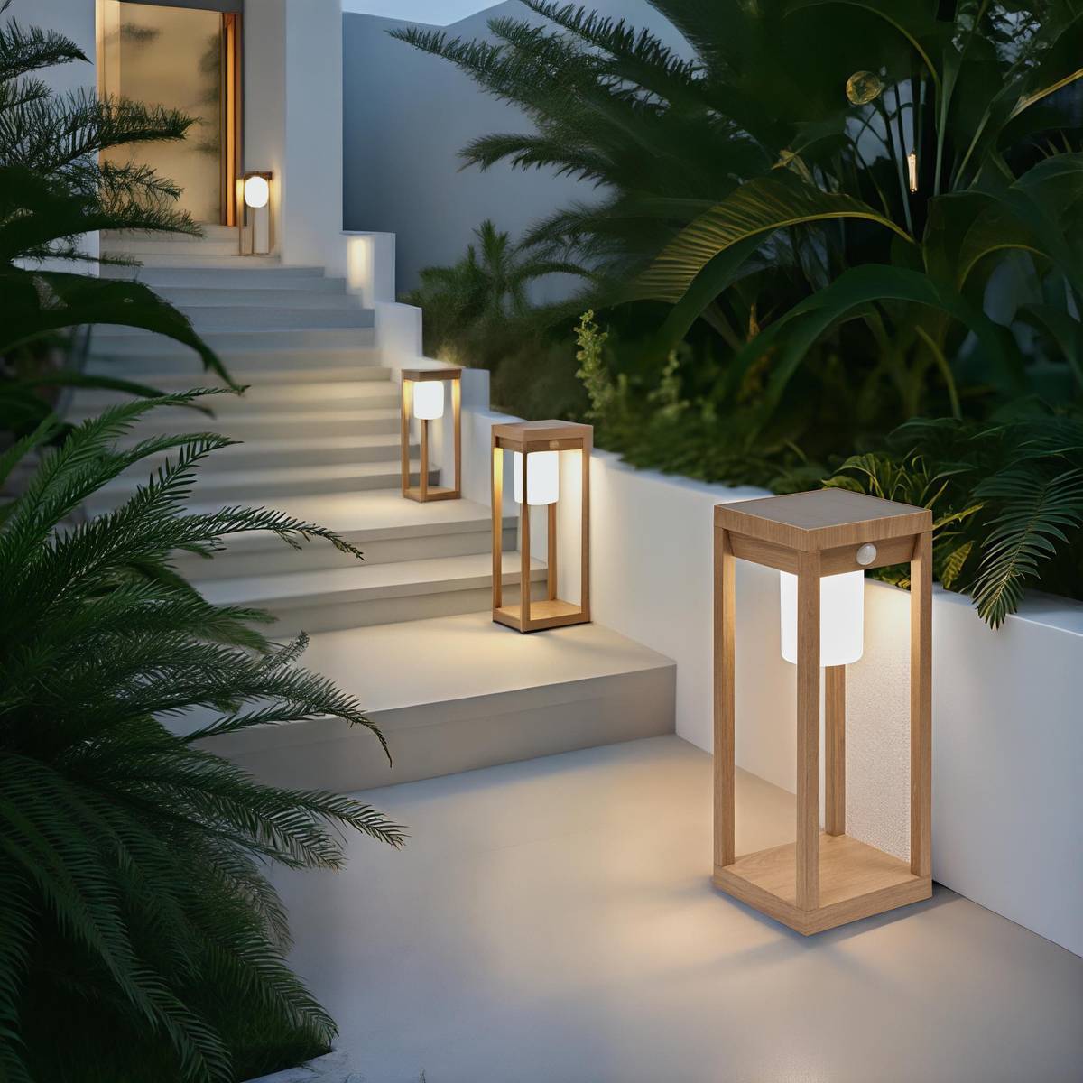 Lanterne Piky solaire beige lin H40cm