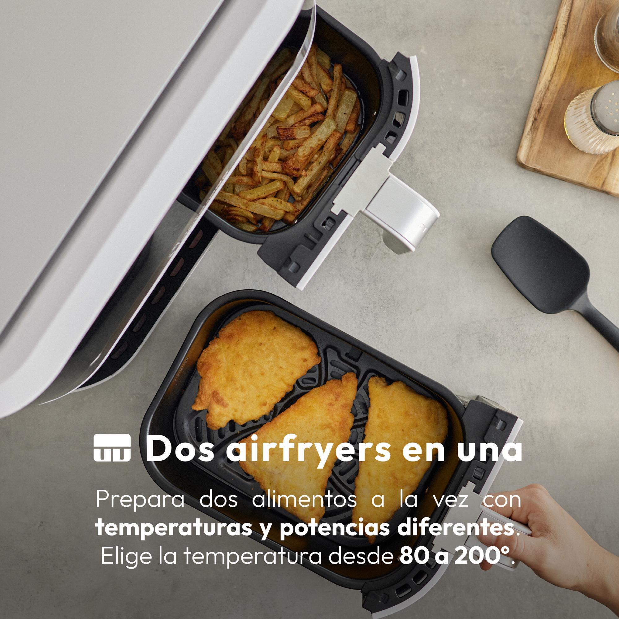 MasterPro Rocket Duo 900 Freidorade aire Color Blanco de 9 L y 2400W, Pantalla LED Táctil y Cesta Antiadherente 11 Funciones