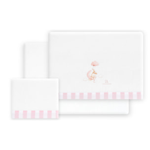 Triptico Cuna Coralina  Don Algodon Conejo Nubes Bco/Rosa