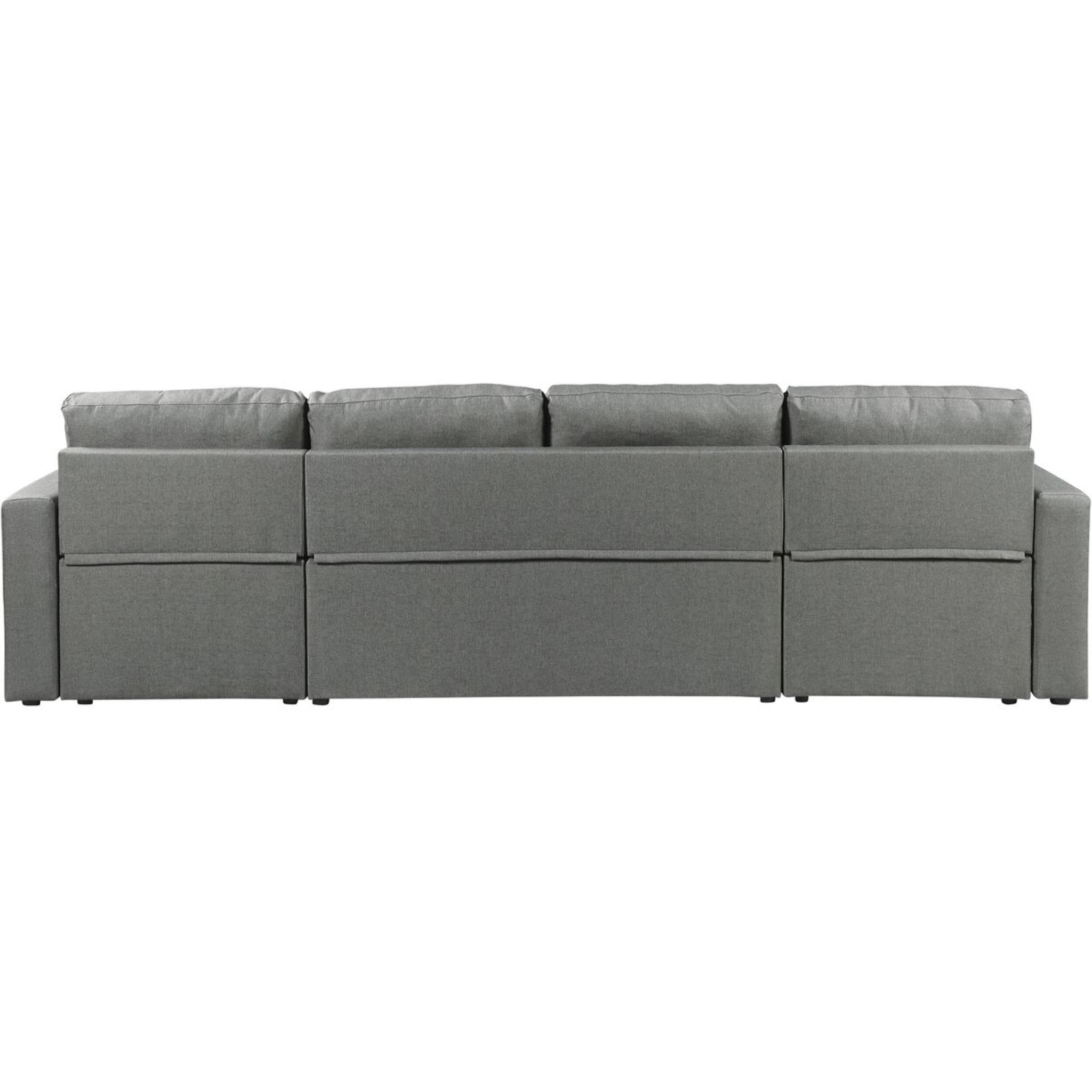 Canapé d'angle panoramique convertible en tissu "Alain" - 4 places - Gris