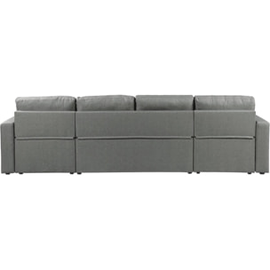 Canapé d'angle panoramique convertible en tissu "Alain" - 4 places - Gris