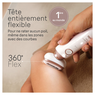 Braun Épilateur Silk-épil 9 Flex - Avec Tête De Rasoir Pour Femmes, Sabot Tondeuse, Brosse Exfoliante et Mini-Rasoir Visage
