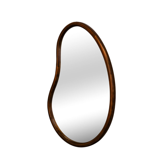 Miroir organique en bois de sapin 95cm épaisseur 3cm coloris noyer idéal entrée. chambre ou salle de bain