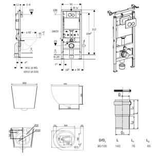Duofix Pack WC bâti-support + WC suspendu sans bride Ceramia PixL avec abattant SoftClose + plaque (GEBCEPXBMT01-FR)