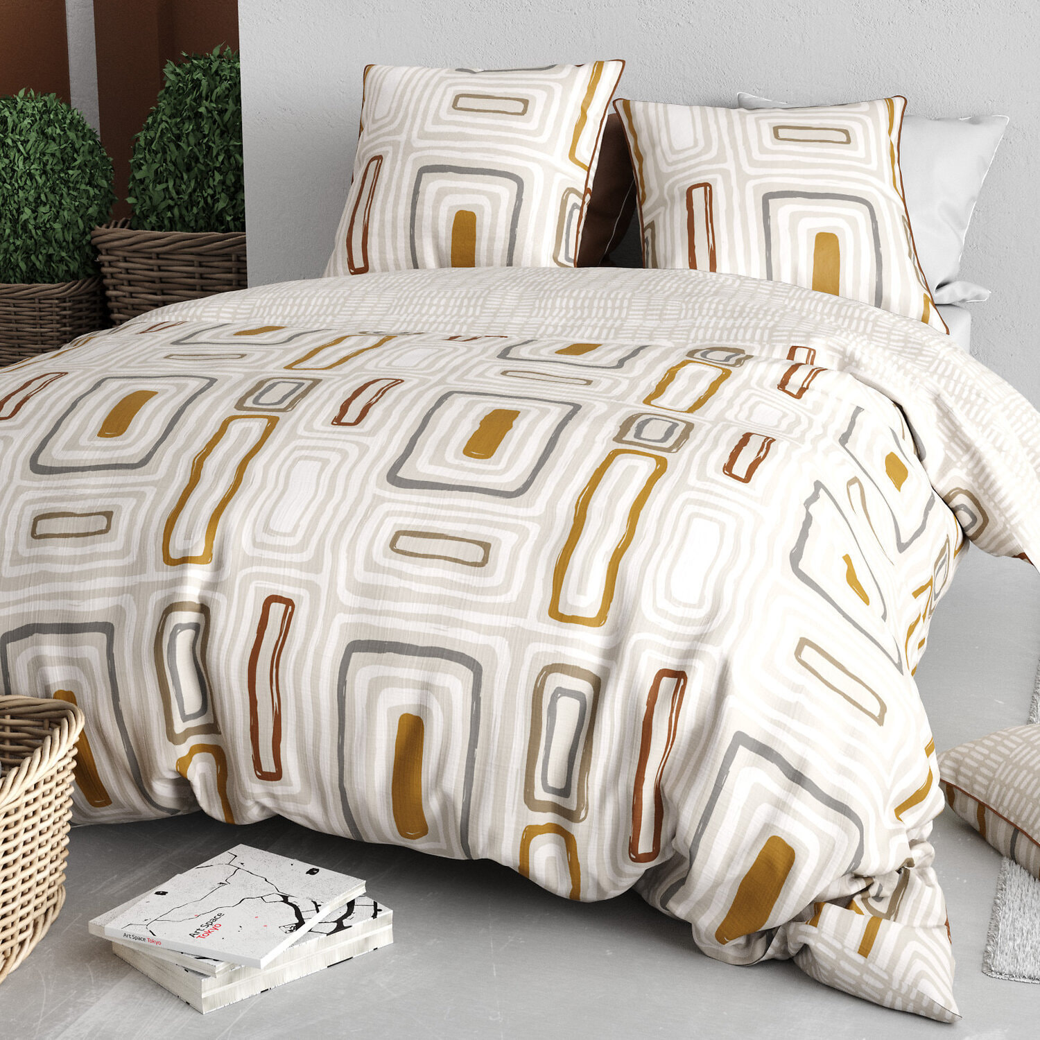 Parure housse de couette 3pcs 100% coton 57 fils paola
