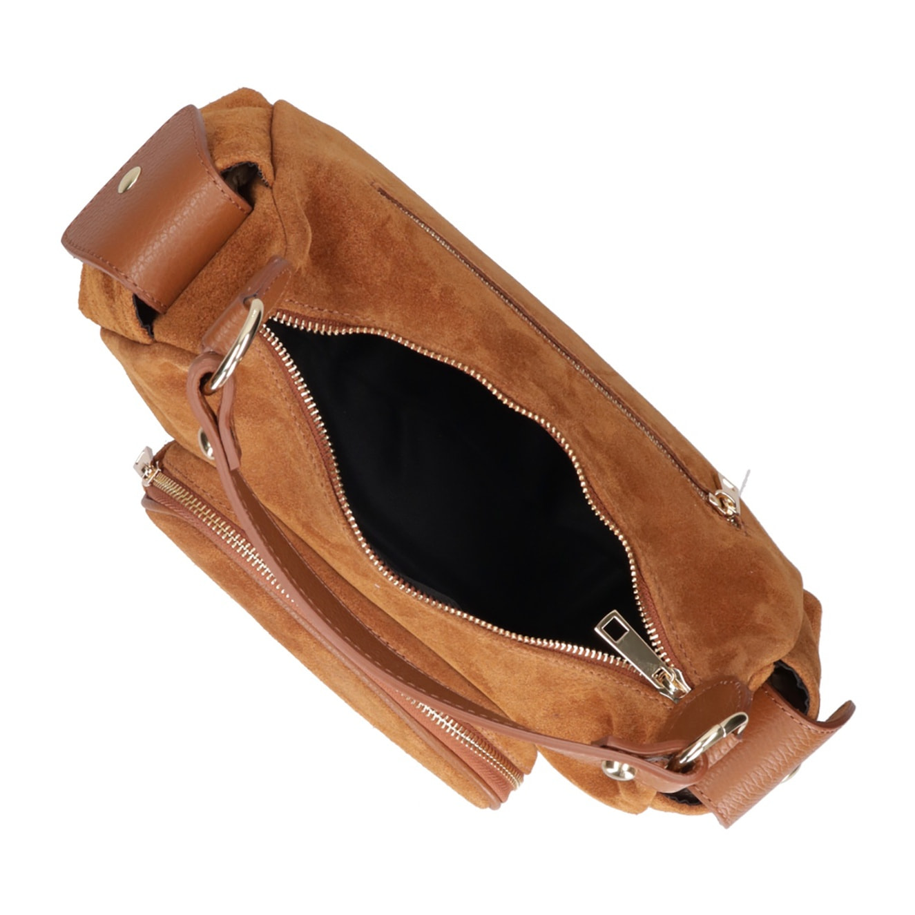 Borsa a spalla da donna Made in Italy - Modello Ardena - Pelle scamosciata - 30.0 x 17.0 x 12.0 cm