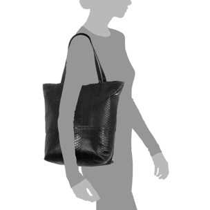 FIRENZE ARTEGIANI Borsa a Spalla da Donna Venera. Vera Pelle Scamosciata Incisione Serpente Made in Italy 41x15x37 Cm. Colore nero