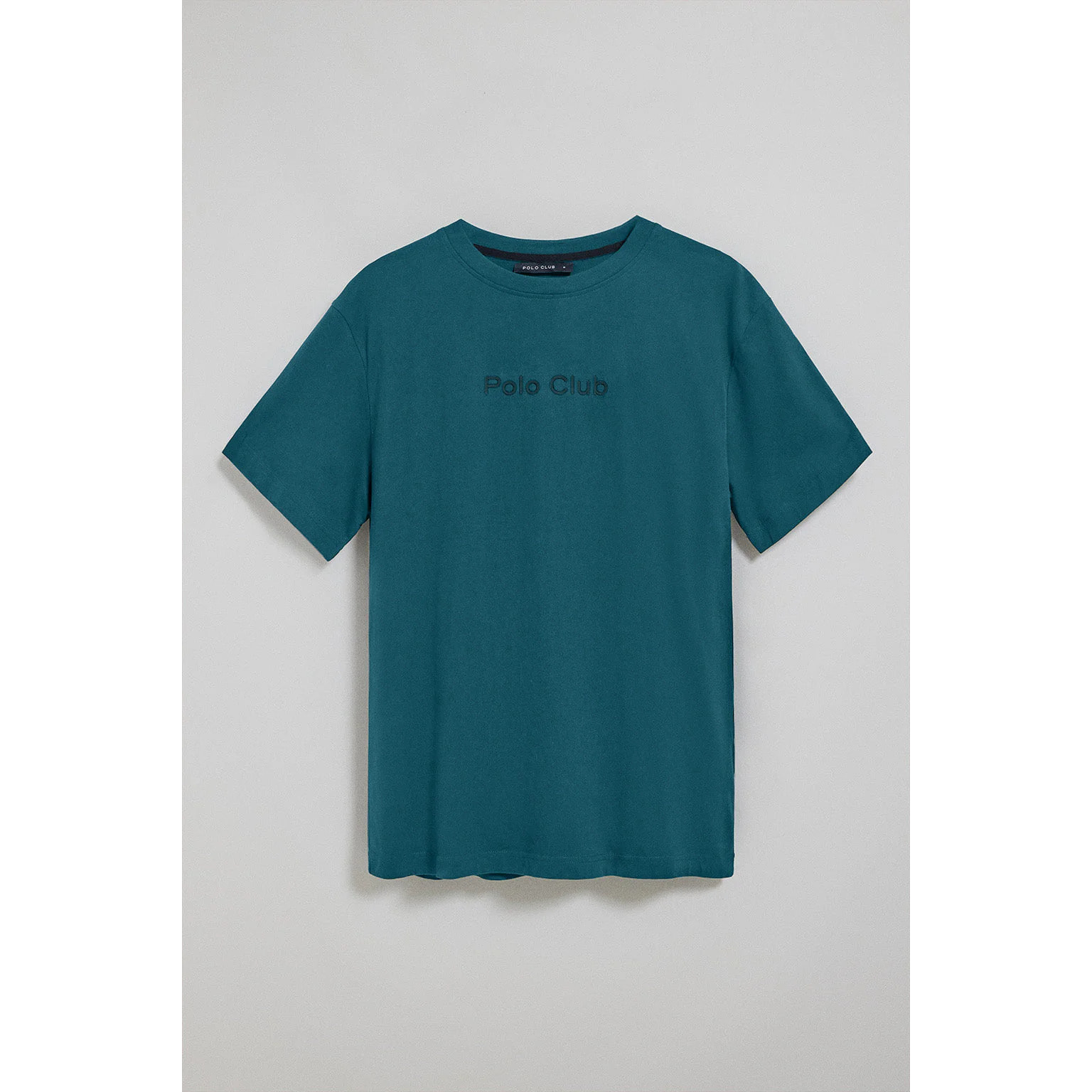 Camiseta azul de manga corta y cuello redondo con logotipo Polo Club