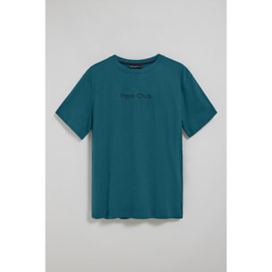 Camiseta azul de manga corta y cuello redondo con logotipo Polo Club