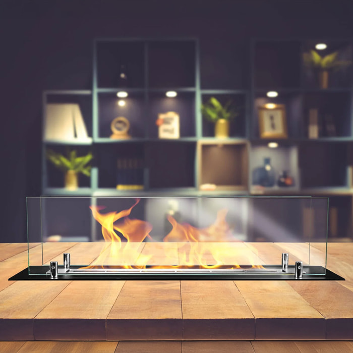 Bruciatore a bioetanolo per camino 0,7 L, in acciaio inox e vetro temperato 64,5 cm